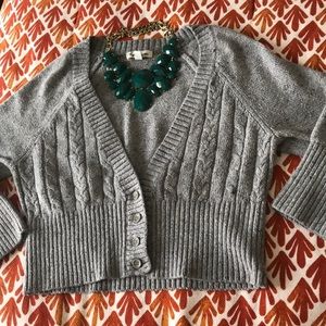gray crop sweater cardigan